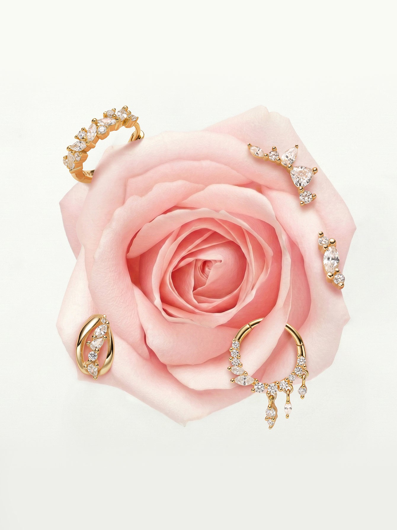 The Marquise Arc Cluster Flatback in 14K Solid Gold