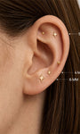 KOSINER 14K gold four-pointed star stud, minimalist design for curated ear stack layering
