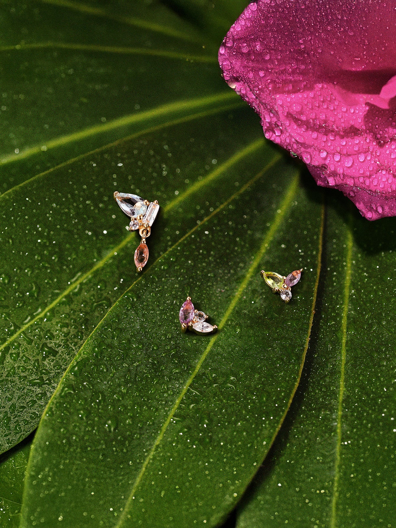 Gem Garden Marquise Peridot Multi-Stone Flatback in 14K Solid Gold
