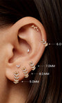 KOSINER 14K Solid Gold Delicate Leaf Huggie Hoop, 6/7/8/9mm sizes, waterproof hypoallergenic cartilage piercing earring