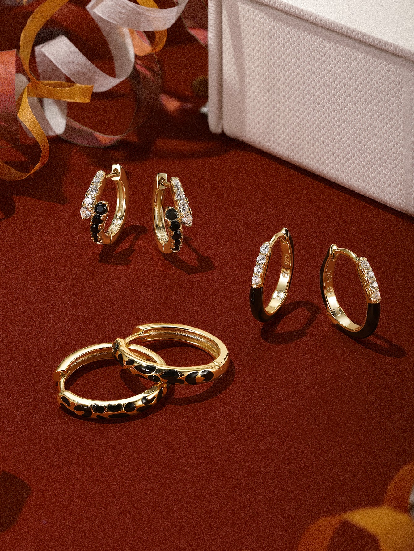 Puzzle Dual-Row Pavé Hoops in Sterling Silver