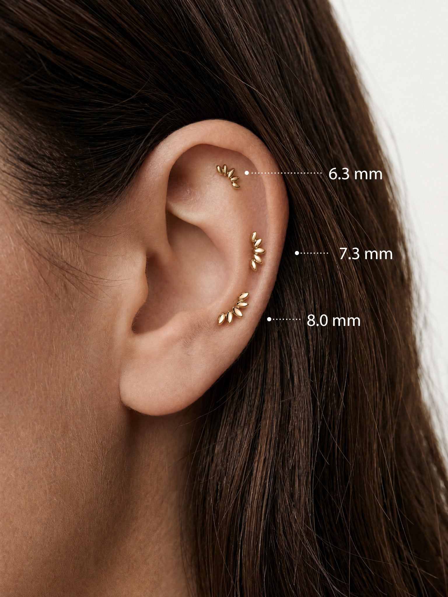 Ohrpiercing-Ohrstecker mit Krone und Marquise-Motiv aus 14-karätigem Gold