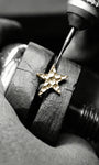Kosiner Jewelry KOSINER Hand Hammered 14K Solid Gold Textured Star Flat Back Stud
