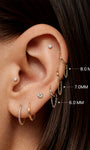 KOSINER 14K Solid Gold Chain Drop Huggie Hoop, Hypoallergenic Cartilage Earring for Helix Piercing