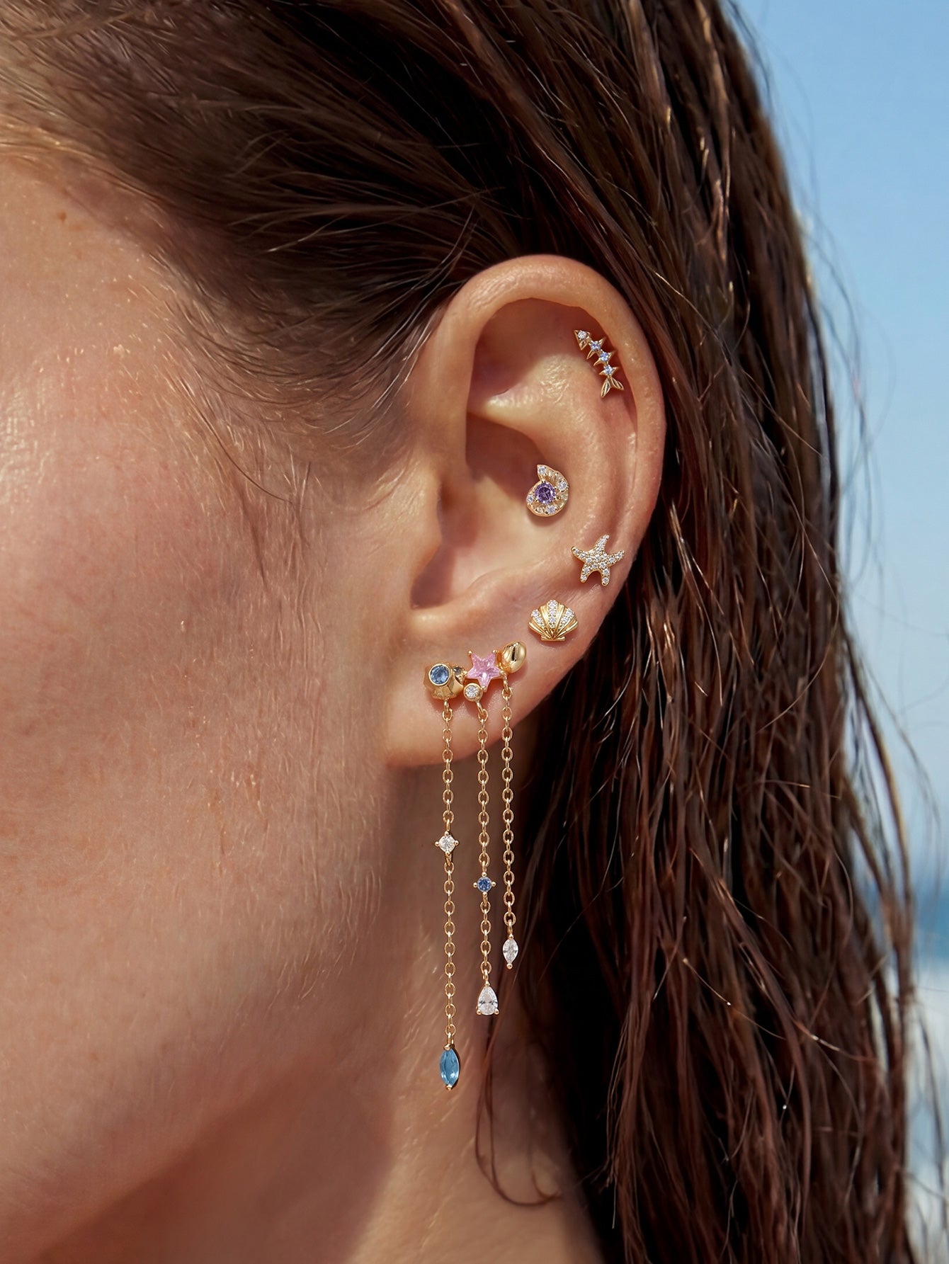 KOSINER Hypoallergenic titanium post fishbone flatback earring