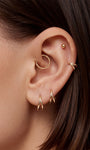 KOSINER 14K Solid Gold Classic Smooth Ball Beaded Clicker Hoop, Nickel-Free Waterproof Minimal Daith Helix Tragus Piercing Jewelry for Women