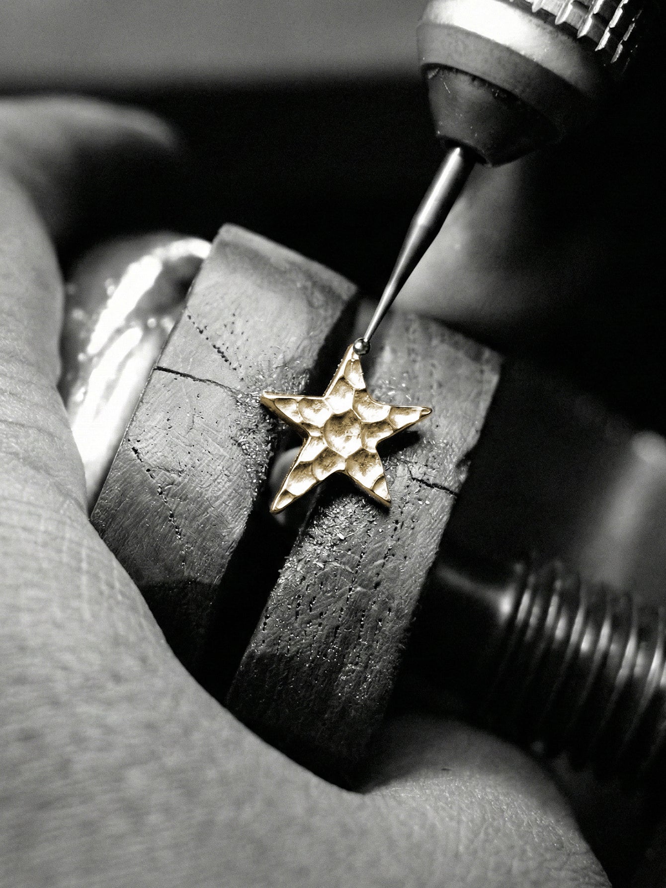 Crafted Hammered CZ Band  in Sterling Sliver