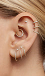 KOSINER 14K Solid Gold Classic Crystal Pave Hoop, curated ear stacking look for helix conch tragus piercings