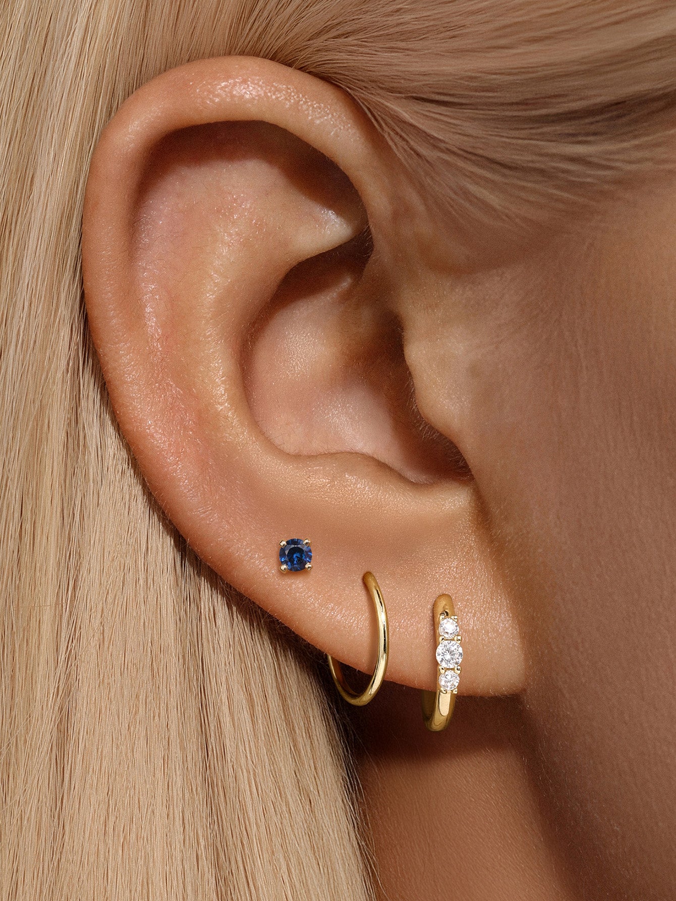 14K Solid Gold September Birthstone Stud