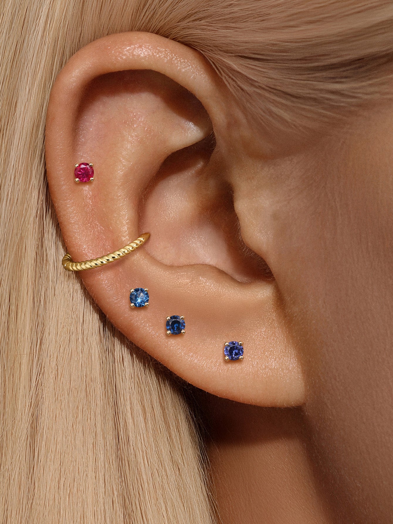 14K Solid Gold December Birthstone Stud