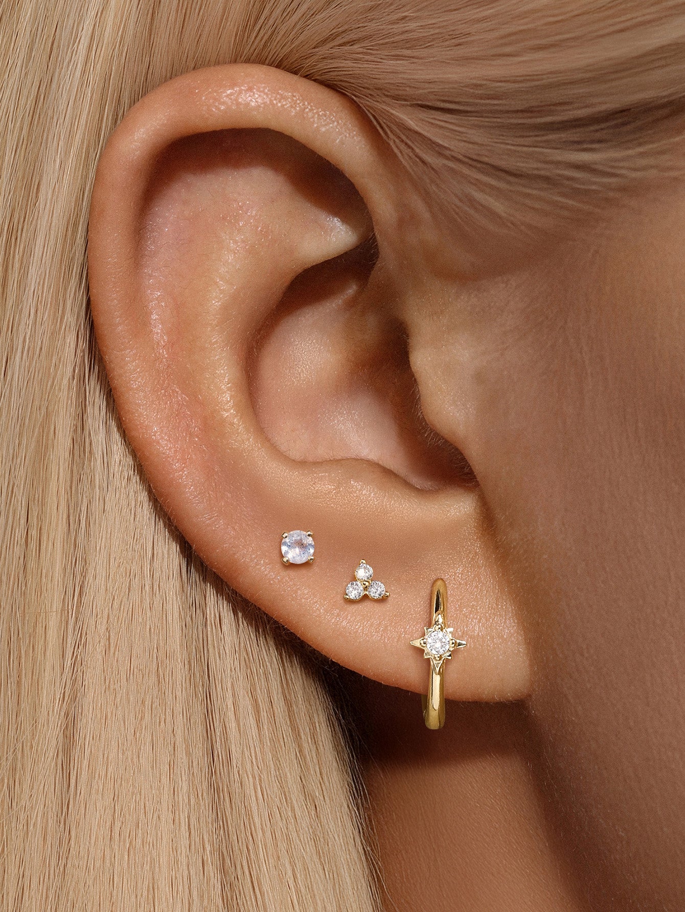14K Solid Gold June Birthstone Stud