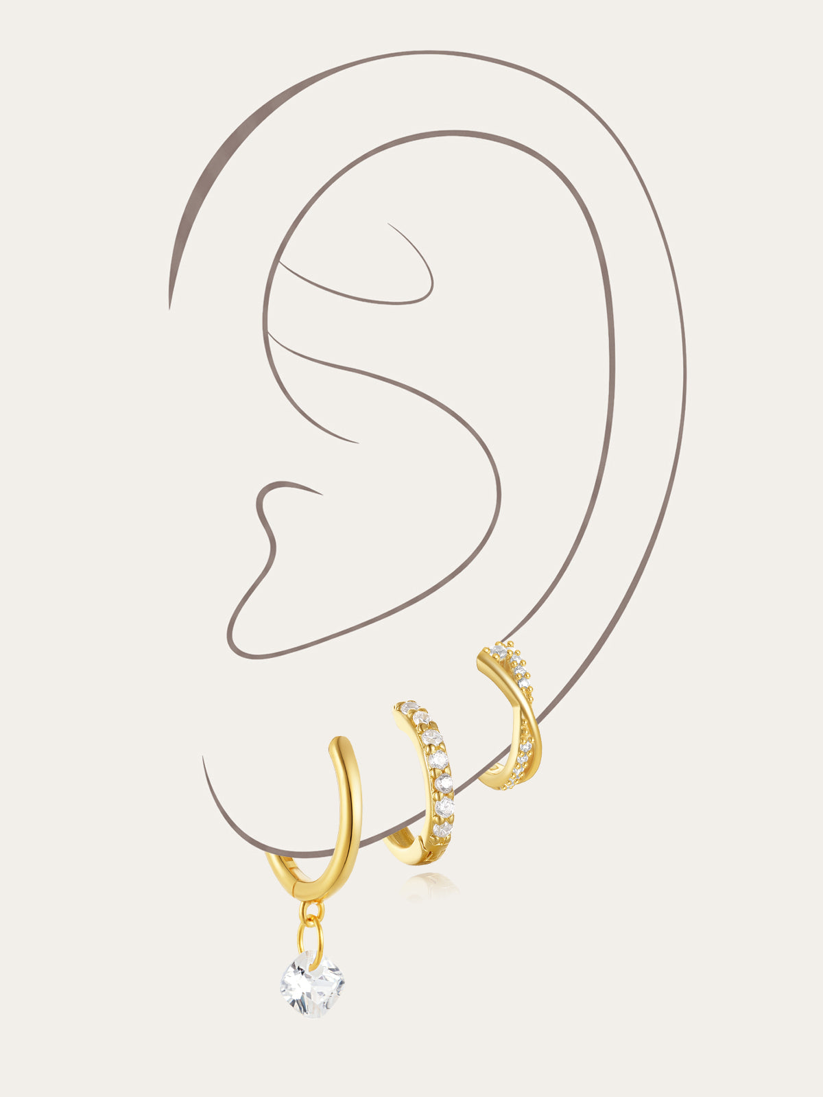 Proste kolczyki ze srebra próby 925 Hoop Dangle Full Ear Specjalna kolekcja kolczyków