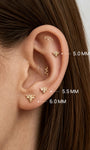 KOSINER Gloss Flying Bee Flat Back Stud in 5.0mm 5.5mm 6.0mm, 14K Solid Gold Internal Thread Piercing Stud