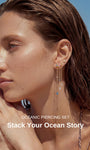 KOSINER Summer beach ocean-themed flat back ear piercing for ear stack layering