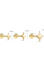 KOSINER three size glossy star flat back studs: 4.0mm, 5.0mm, 6.0mm