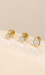 KOSINER multi-size pear bezel lab-grown diamond flat back studs in 14K solid gold