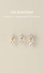 KOSINER 14K Solid Gold drop flat back studs sizes 7.0mm 7.5mm 8.0mm, waterproof hypoallergenic not plated minimalist dangle piercing earrings