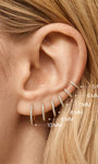 KOSINER 14K Solid Gold Classic Crystal Pave Hoop, 5/6/7/8/9/10mm sizes for snug cartilage fit