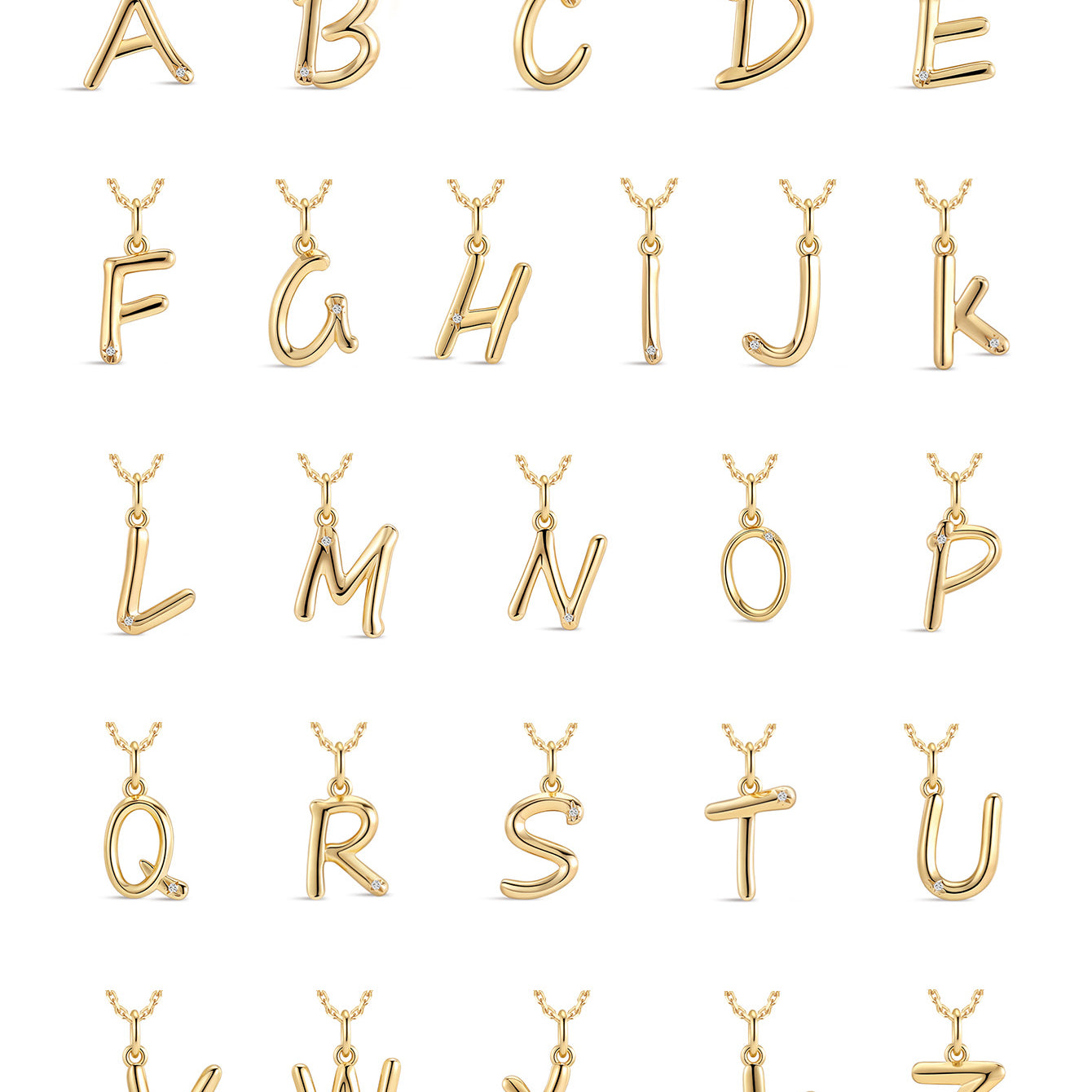 18k Gold Vermeil Initials Pendant Necklace