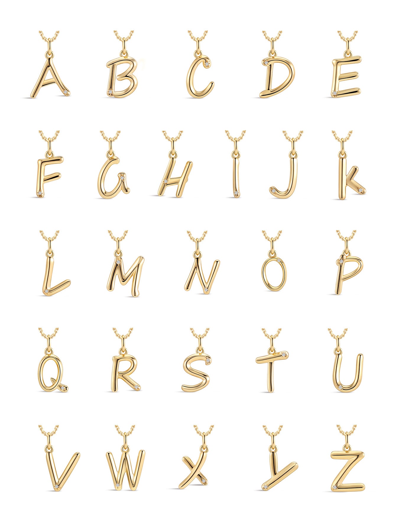 18k Gold Vermeil Initials Pendant Necklace