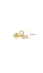 3.9mm dimension reference of 14K solid gold honeycomb flat back cartilage stud, round cz hexagon tragus piercing earring size marking, minimalist white background