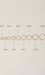 KOSINER 14K solid gold minimalist hoop earrings, multi-size options (4/5/6/7//8/9/10mm) with polished finish