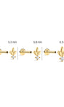 KOSINER Leaf Stud Size Guide (5.0/5.8/6.5mm), 14K Gold Flat Back Piercing Earring