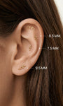 KOSINER 14K Solid Gold Dainty Textured Snake Flat Back Piercing Stud, Nickel-Free Waterproof Vintage Animal Cartilage Earring for Multi Ear Stack Piercing