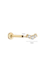 KOSINER 14K Solid Gold Delicate Pave Curved Flat Back Stud, pave cubic zirconia accent, elegant daily ear jewelry