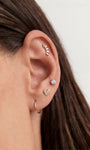 KOSINER Glossy polished petal arc flat back stud, minimalist leaf design for elegant ear styling