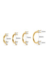 Different sizes 5mm to 8mm KOSINER pear curved gold barbell earring worn on human ear, size comparison cartilage piercing jewelry daily minimalist style