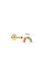 Side view of 6 mm Little Wonder 14K gold rainbow flat back stud