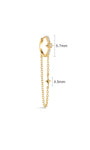 Front view of KOSINER Rising Star gold-plated chain hoop with a clear stone star and a four-pointed charm on the chain