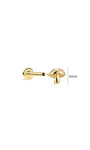 KOSINER Little Wonder 14K solid gold mushroom stud with a 5mm top shown detached from its threaded flat back post