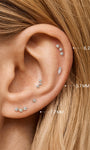 KOSINER Triple-Point Cluster Stud Ear Stack, 14K Gold Helix Conch Piercing Jewelry for Women, Waterproof & Sleep-Friendly