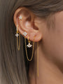 18k gold-plated sterling silver earrings: flower stud, dangle with CZ, and chain drop designs.