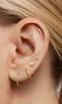 Kosiner Jewelry KOSINER 14K Solid Gold Delicate Pave Crescent Flat Back Stud