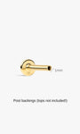 KOSINER 1mm threaded flat back post, 14K gold, waterproof and tarnish-proof, tops not included