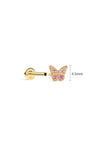 Side view of 4.5 mm Little Wonder 14K gold butterfly flat back stud