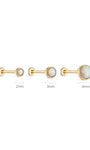 KOSINER 14K Solid Gold Elegant Opal Flat Back Stud three size: 2.0mm, 3.0mm, 4.0mm