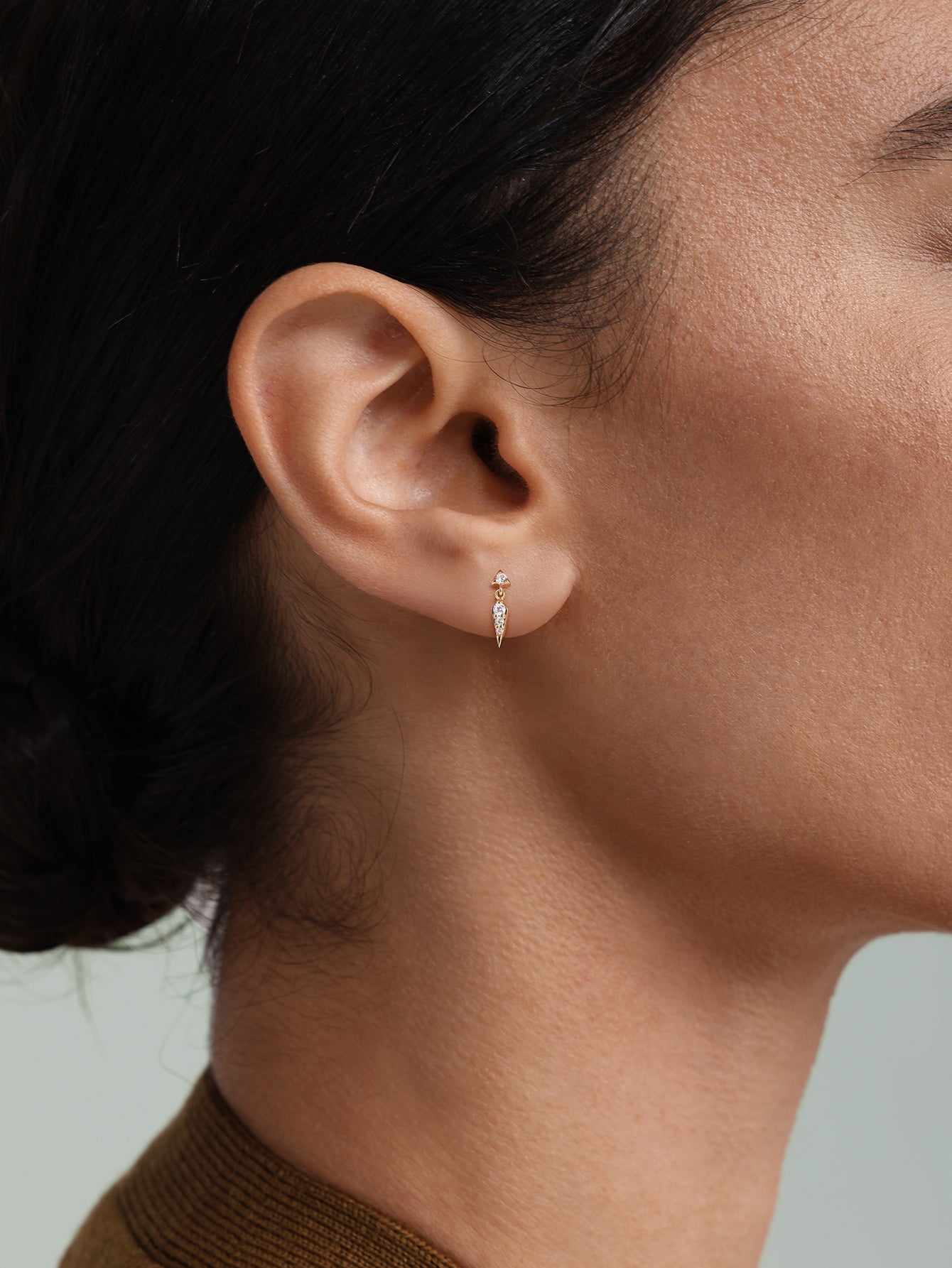 14k Solid Gold Prism CZ Rivet Flatback Stud