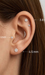 Kosiner 14K Solid Gold Classic Round Ear Piercing Stud