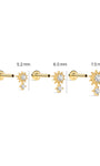 KOSINER 14K Solid Gold Sunflower Flat Back Stud, Nickel-Free Hypoallergenic, Internally Threaded Piercing Jewelry for Helix, Conch, Tragus & Lobe