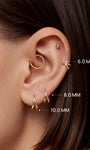 KOSINER 14K Solid Gold Minimal Gloss Double Layer Clicker Hoop, Nickel-Free Waterproof Sleep-Friendly Dainty Multi Piercing Jewelry for Women 6mm 8mm 10mm