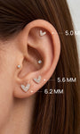 KOSINER 14K Solid Gold Delicate Pave Heart Flat Back Stud, Nickel-Free Waterproof Sleep Friendly Dainty Cartilage Piercing Jewelry for Women