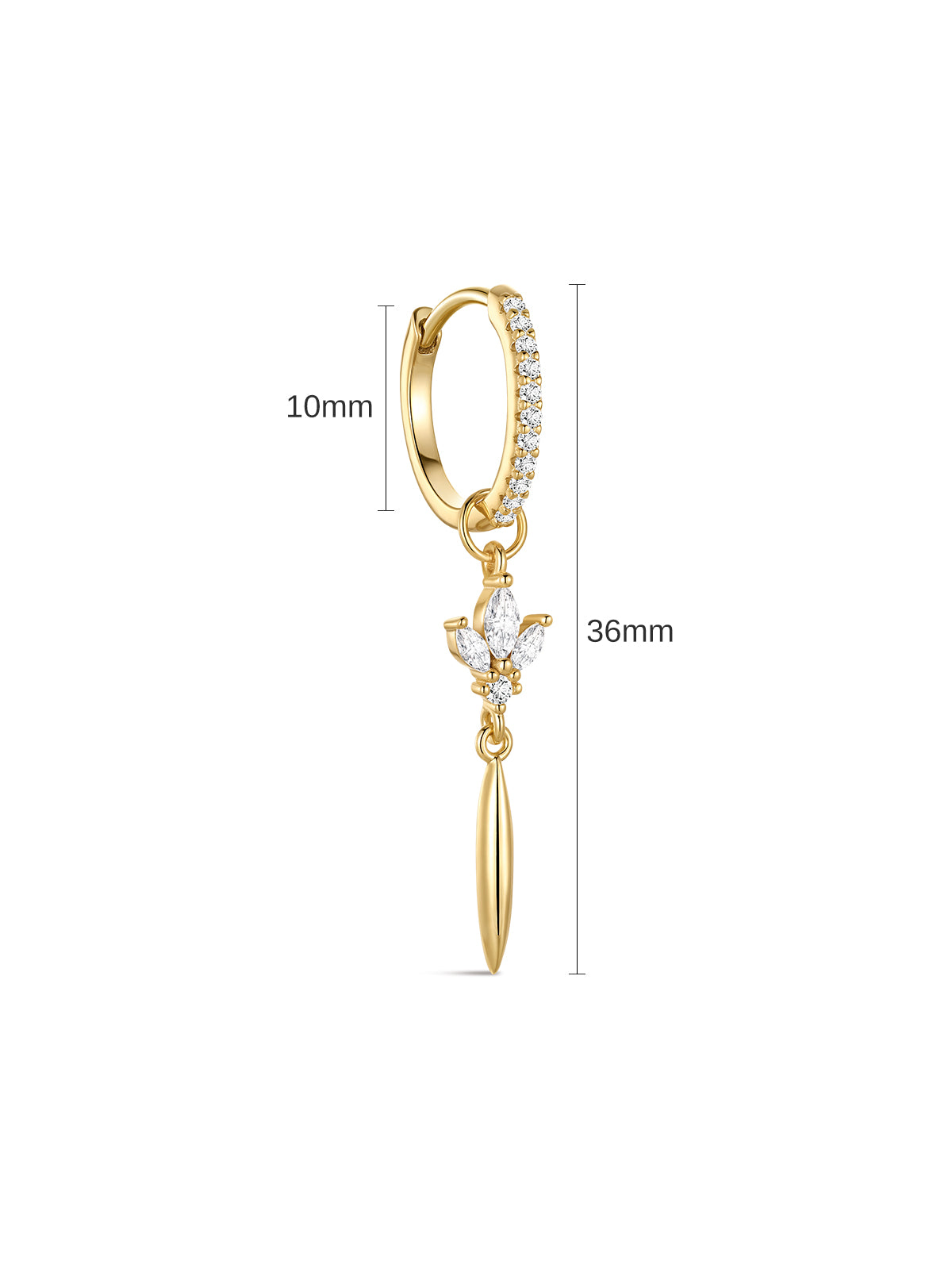 KOSINER At Dawn 18K Gold Plated Lotus Tassel Drop Hoop, 36mm length and 10mm hoop