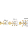 KOSINER Floral Stud Size Guide (5.2/8.0/10.0mm), 14K Gold Flat Back Piercing Earring