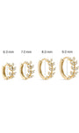 KOSINER 14K Solid Gold Delicate Leaf Huggie Hoop, 6/7/8/9mm sizes, waterproof hypoallergenic cartilage piercing earring