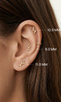 KOSINER 14K Solid Gold Minimal Leaf Branch Flat Back Piercing Stud, Nickel-Free Waterproof Dainty Nature Inspired Cartilage Earring for Multi Piercing 