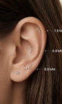 KOSINER Crescent Stud Sizes: 6.8mm / 7.8mm / 8.8mm 14K Gold Piercing Jewelry